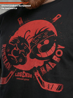 Футболка спортивная хлопковая мужская черная LEGENDA Хоккеисты красные