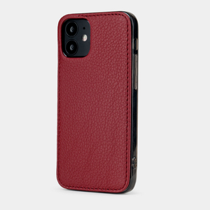 Чехол кожаный для iPhone 12 Mini красного цвета