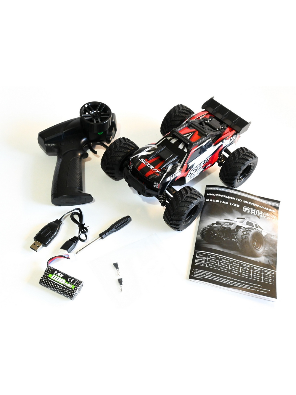 Радиоуправляемый монстр RCM Scout M3 (красный) 4WD 2.4G 1/20 RTR