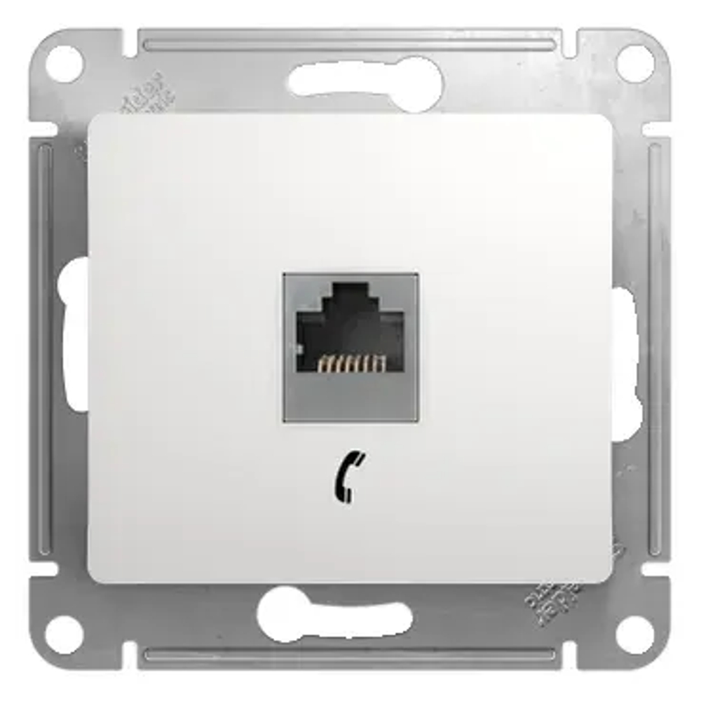 GLOSSA РОЗЕТКА телефонная RJ11, механизм, БЕЛЫЙ