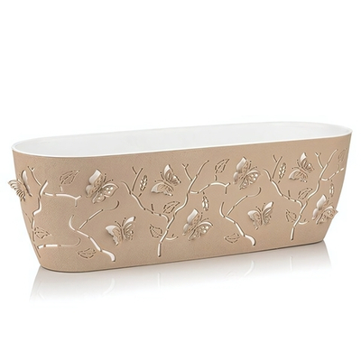 Кашпо овальное для цветов 3D "Бабочки" 7,1 л бежшт