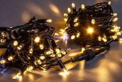 Светодиодная нить 100 теплых белых LED ламп, 10 м., 220В, мерцание, черный резиновый провод 2,3 мм., Teamprof (TPF-S10CF-220V-SRB/WW)