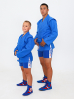 Куртка для САМБО с поясом, плотностью 580 г/м² с подкладкой синяя