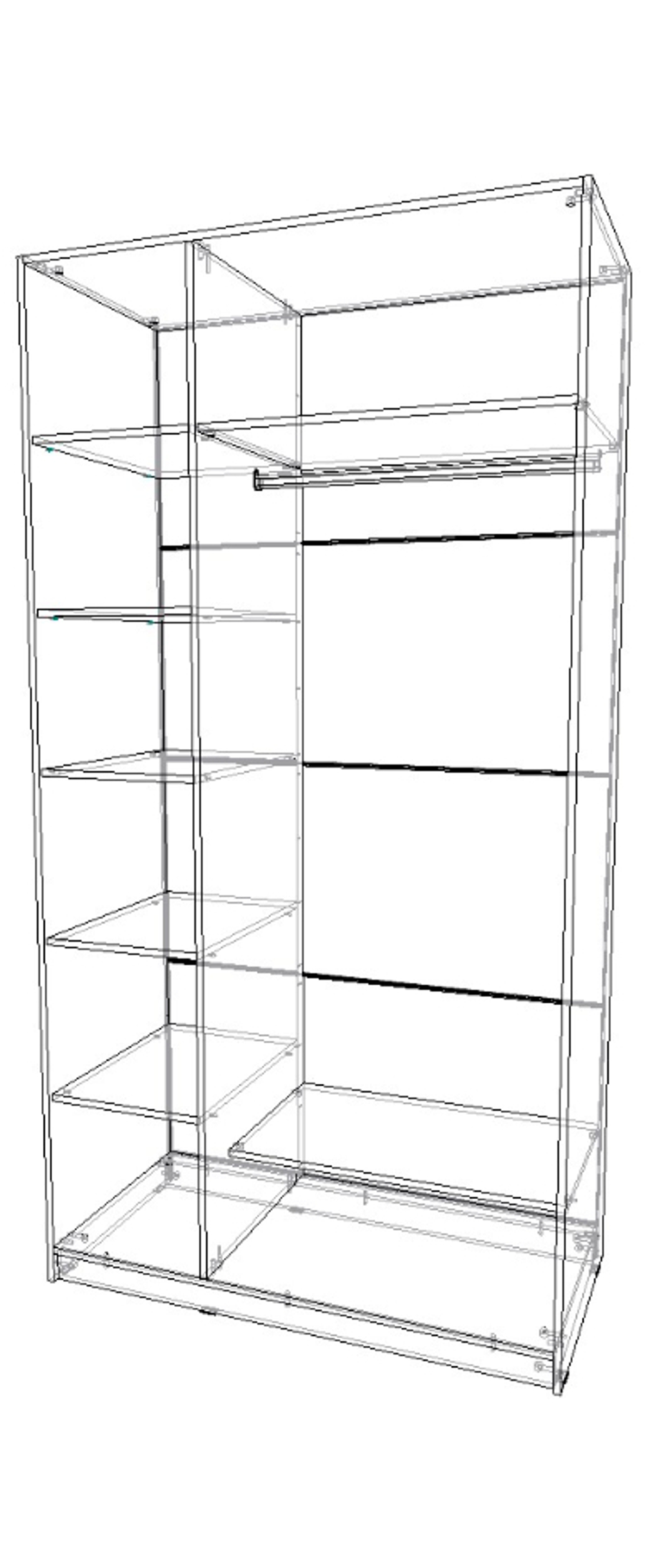 шкаф трёх створчатый 600×1200×2300 правый Вектор+