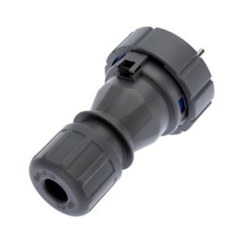 Вилка влагозащищенная прямая 2P+РE, 16А, IP68, серая REXANT
