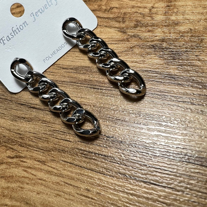 Серьги "Цепи" 6 звеньев 12 мм металл цвет серебристый