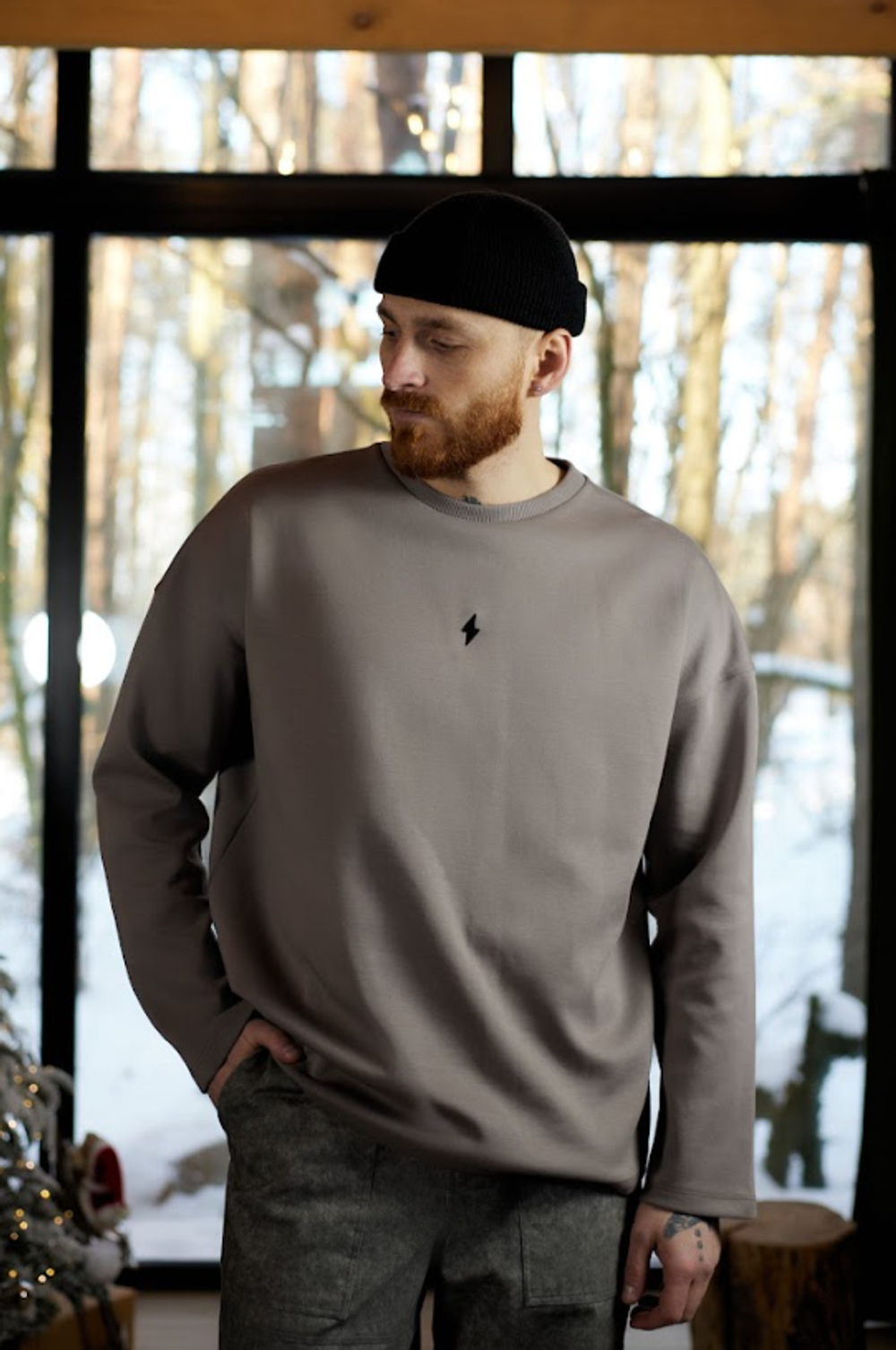 Лонгслив капучино interlock