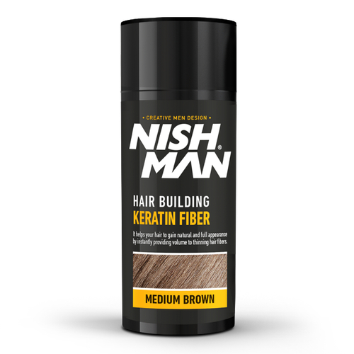 NISHMAN HAIR BUILDING KERATIN FIBER & LOCKING MIST SPRAY SET, MEDIUM BROWN - Загуститель для коричневых волос 2в1