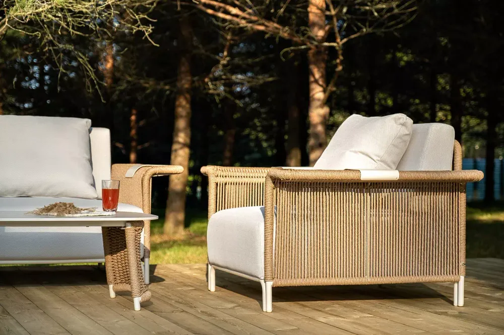 "Мальдивы" лаунж-зона из искусственного ротанга, цвет соломенный