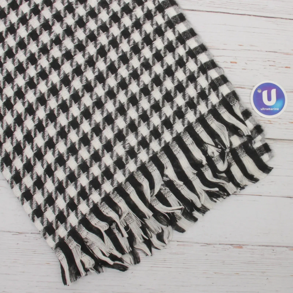 Палантин - шарф «ZIMA», гусиная лапка, цвет белый/черный, 180*70см (200/215гр)