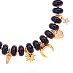 Браслет из Оникса, латуни и Перламутра, gold
