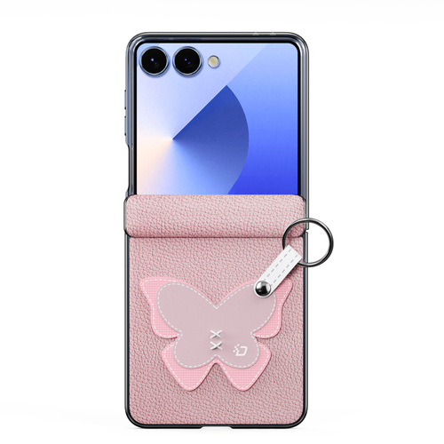Чехол розового цвета (Butterfly Edition) из искусственной кожи от Dux Ducis для Samsung Galaxy Z Flip 7, серия Luvy Series Case