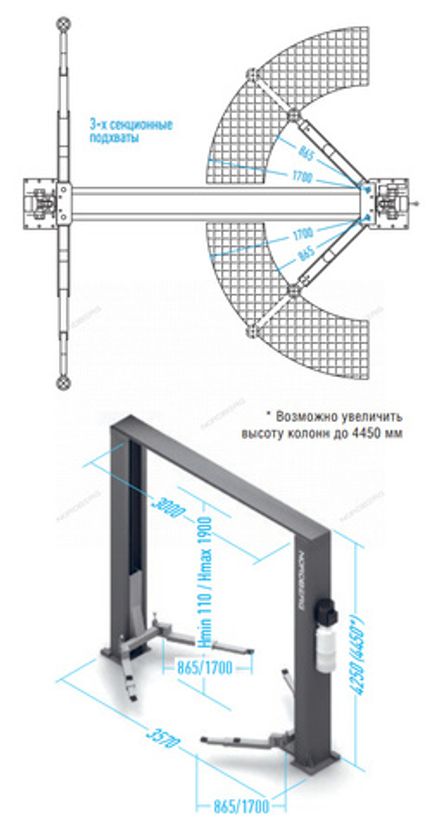 Цена на NORDBERG (N4122HM-5B) Подъемник 380V 2х стоечный 5т с верхней синхронизацией (синий)