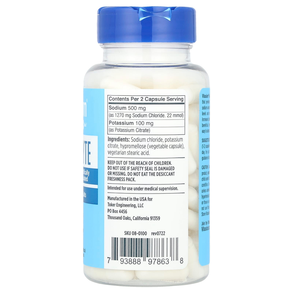 Vitassium, Salt Stick®, капсулы с электролитом, 100 веганских капсул