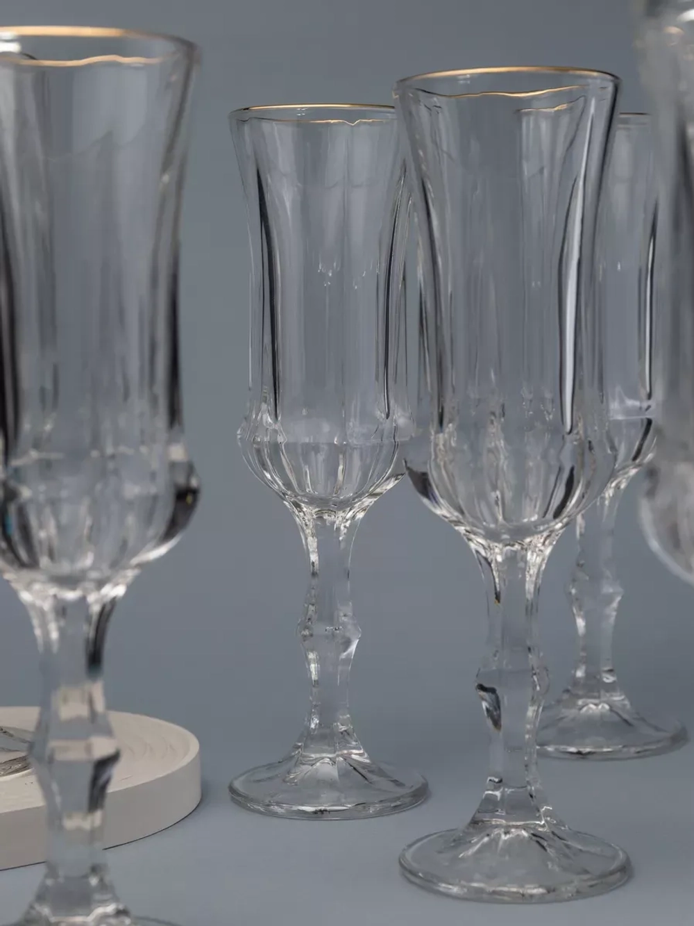 Набор бокалов для шампанского, 160 мл. 6 шт, с золотом