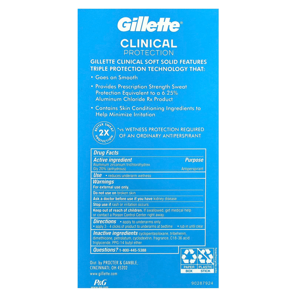 Gillette, Мягкий твердый дезодорант, максимальная свежесть, 73 г (2,6 унции)