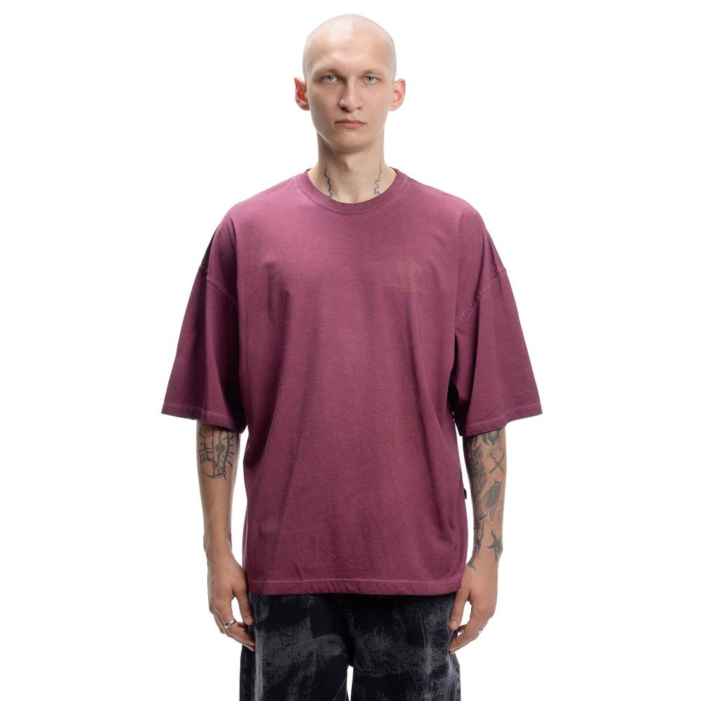 Футболка Issaya Omen Burgundy Garment Dyed бордовая