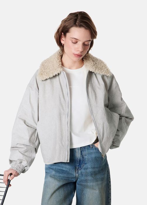 Бомбер с меховым воротником 