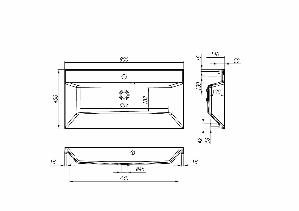 Тумба с раковиной Belbagno MARINO 90 2C-SO/BB900/450-LV-MR-AST Bianco Lucido