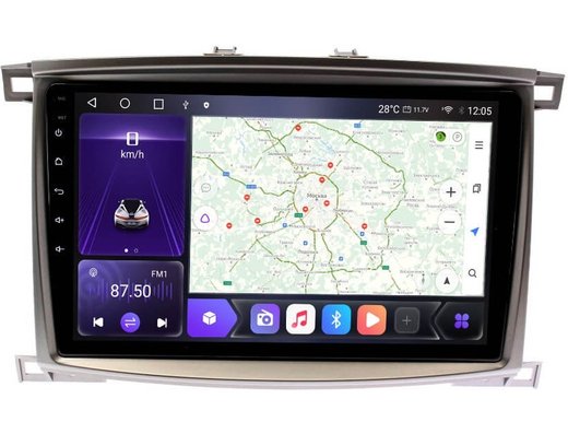 Магнитола для Toyota Land Cruiser 100, Lexus LX470 2002-2007 (экран климата снизу) - Carmedia OL-1698-IJ Android 10, 8-ядер, 4G SIM-слот