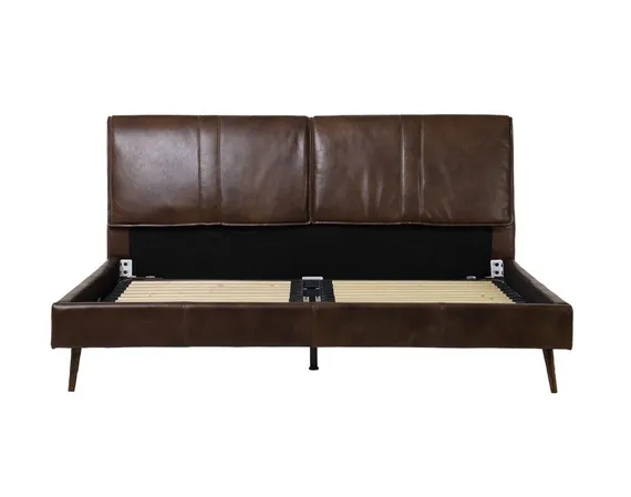 Кровать RBD023 180х200 см, коричневая кожа