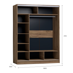 Шкаф-купе с зеркалом Strike 1600 Дуб табачный Craft