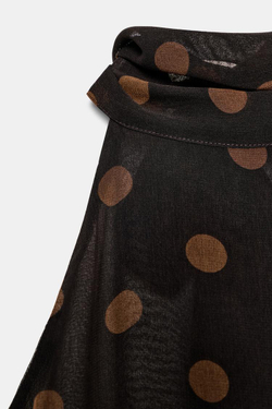 ZARA ТОП ИЗ ЖОРЖЕТА С ГОРЛОВИНОЙ ХАЛТЕР В ГОРОШЕК, ОТТЕНКИ КОРИЧНЕВОГО