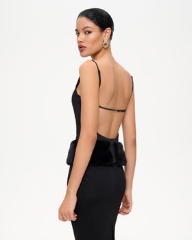 Топ из костюмной ткани с мехом