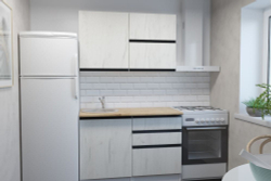 Кухонный гарнитур Амели лайт 1200 мм, каркас ЛДСП, фасад ЛДСП, Белый/Дуб грей