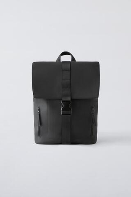 ZARA ПРОРЕЗИНЕННЫЙ РЮКЗАК, ЧЕРНЫЙ