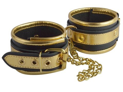 Черно-золотистые оковы из кожи (Цвет: черный с золотистым)