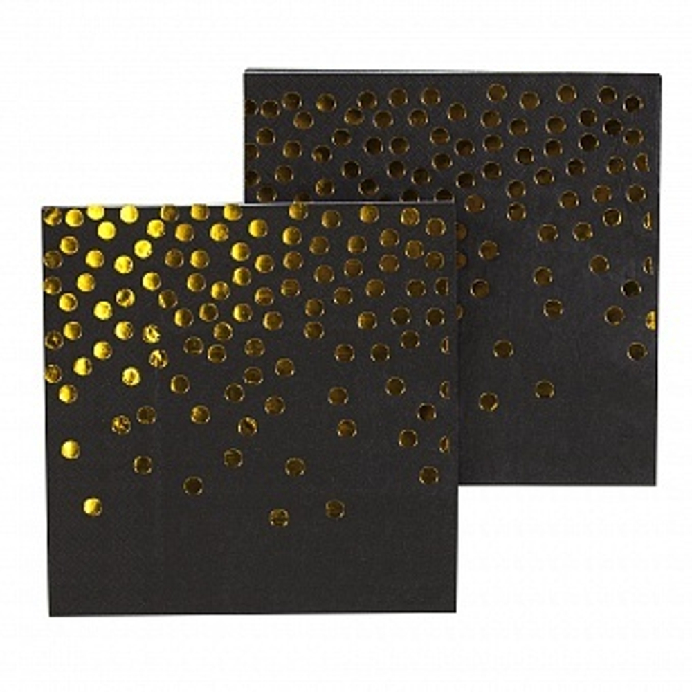 Салфетки Золотое конфетти Черный/Золото Металлик 33*33 см. 12 шт.