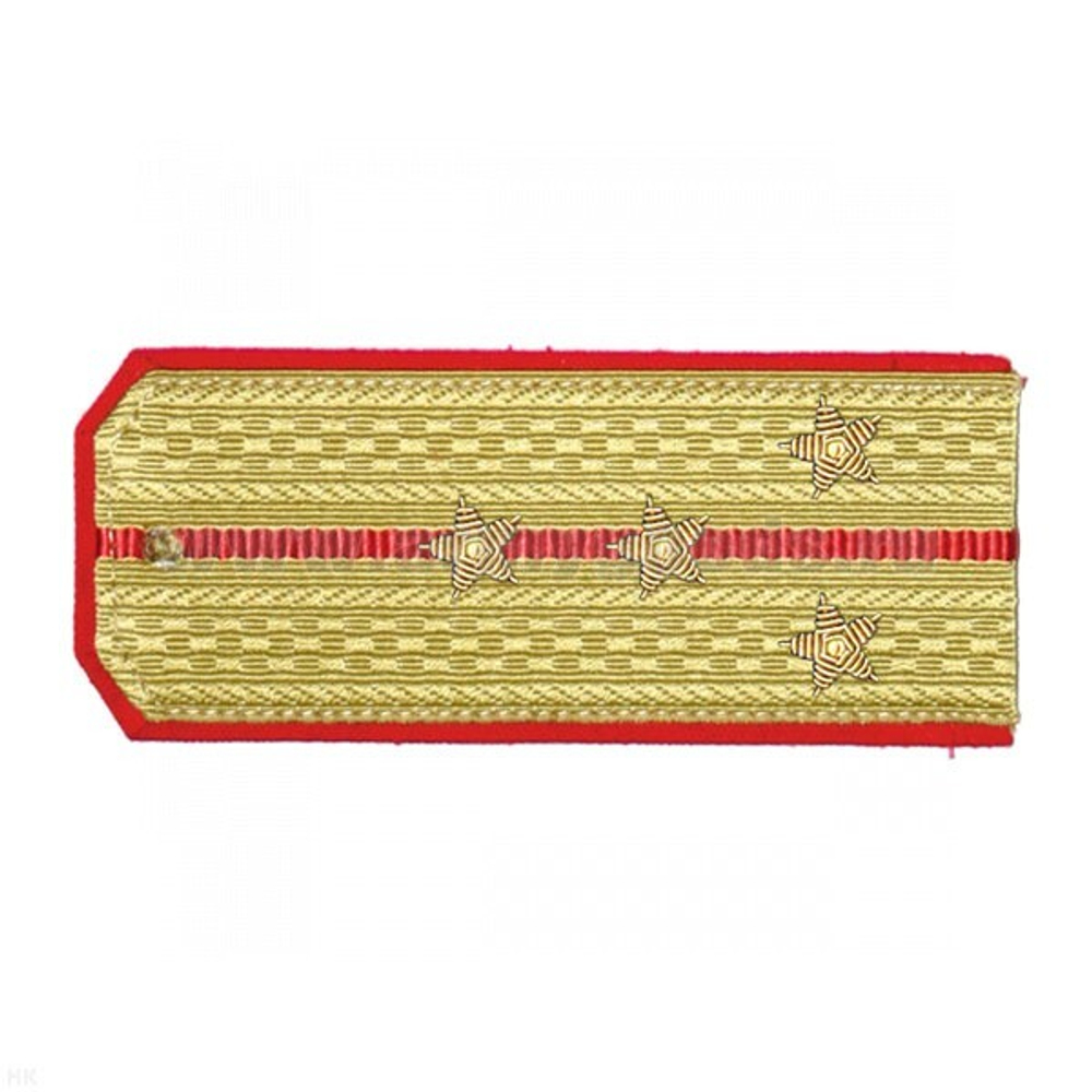Погоны парадные золотые (шелк) с 1 красным просветом вышитые канителью звезды (капитан)