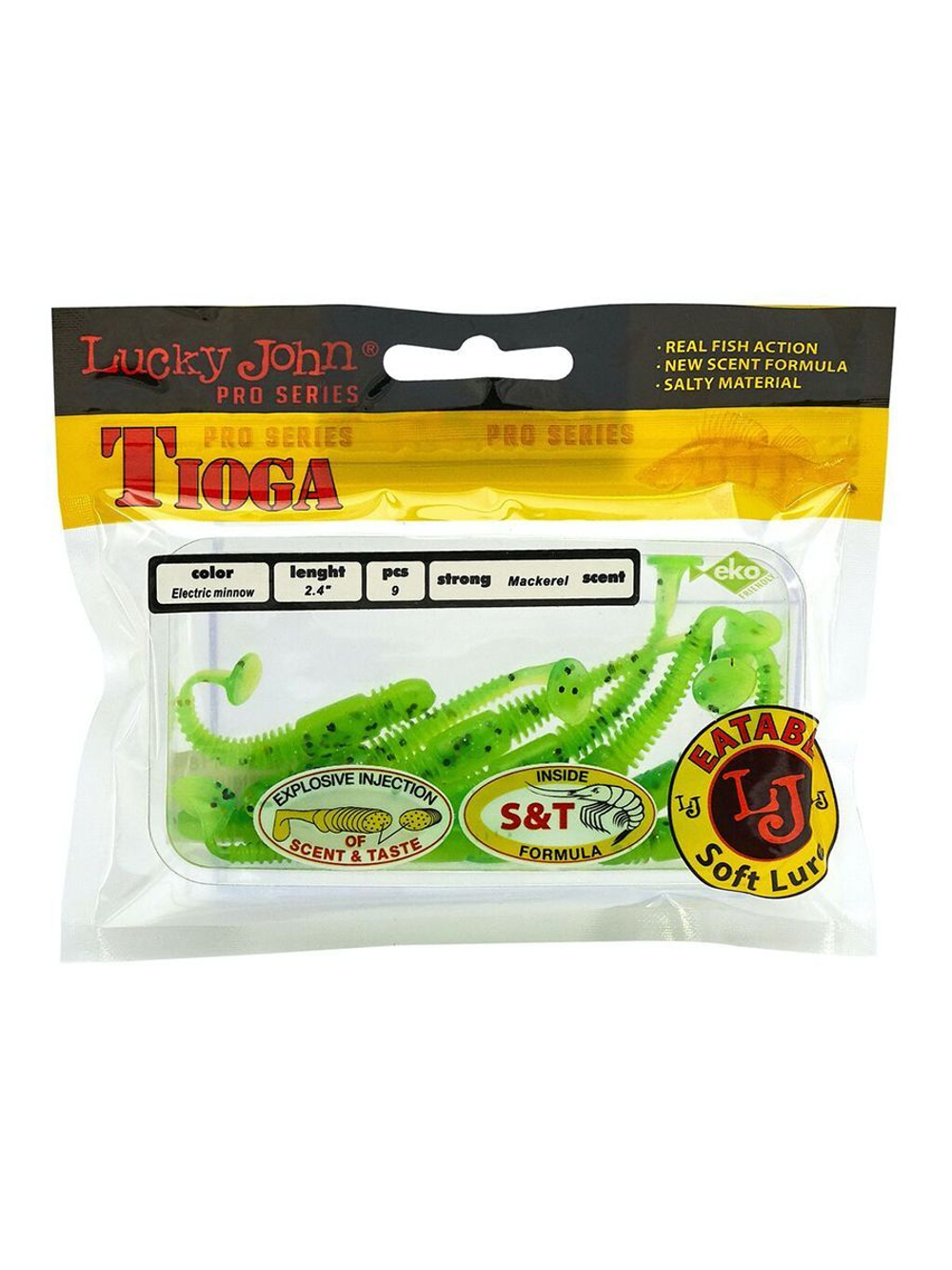 Виброхвосты съедобные искусственные LJ Pro SeriesTIOGA 2.4in(06.20)/T50 9 шт. в упак.