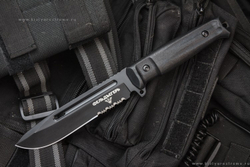 Тактический нож Фельдъегерь AUS-8 Black Titanium Serrated