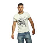 Светло-бежевая мужская футболка с принтом в виде самурая (Размер: XL) (Цвет: бежевый)