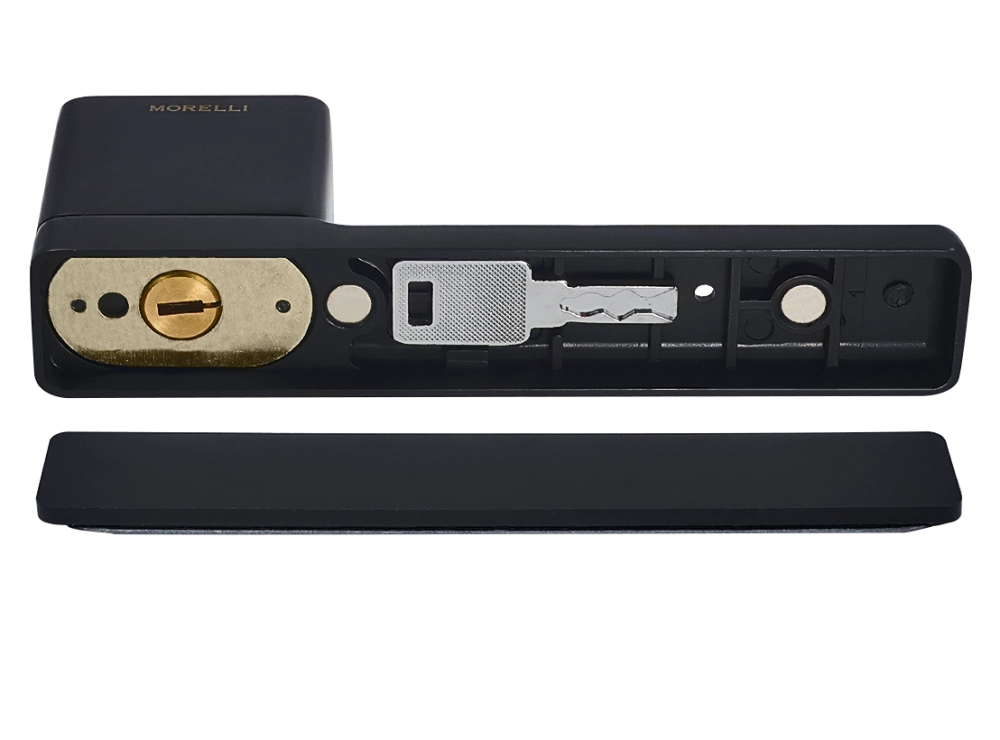 Ручка дверная NEW ENGLAND MH-63-S50 BL на скрытой прямоугольной розетке с фиксатором