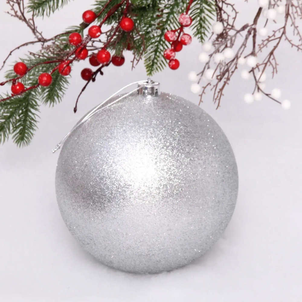 Новогодний шар 20 см «Глиттер», серебро