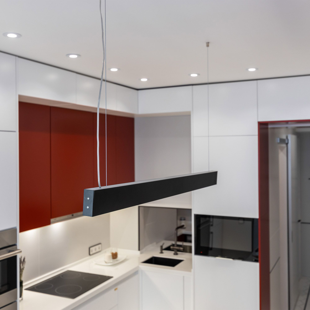 Линейный светодиодный подвесной односторонний светильник 128см 25Вт 6500К черный LSG-01-1-8*128-21-6500-MSh