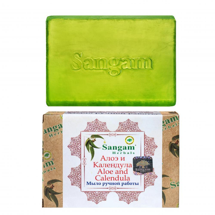 Мыло Sangam Herbals с глицерином Алоэ и Календула 100 г