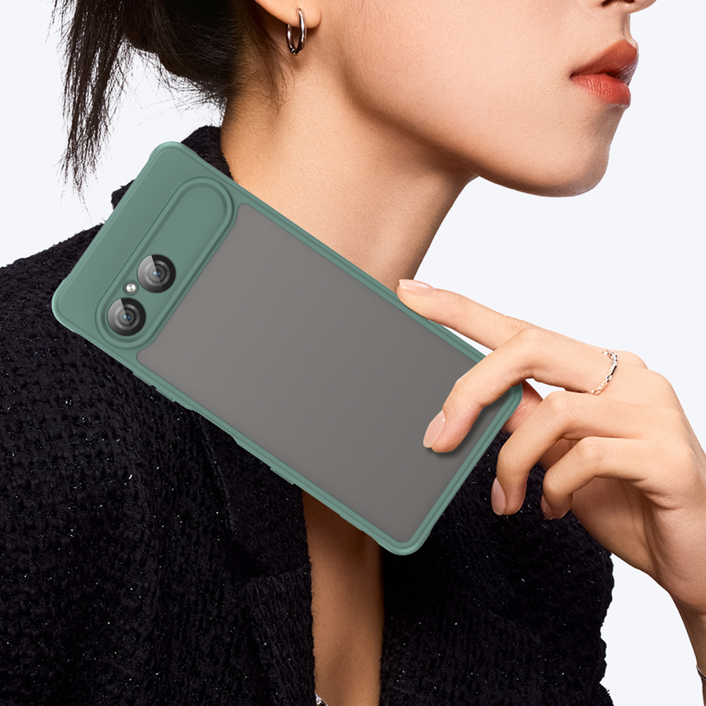 Чехол противоударный с боковыми рамками зеленого цвета для Sony Xperia 10-7, задняя крышка тонированная прозрачная