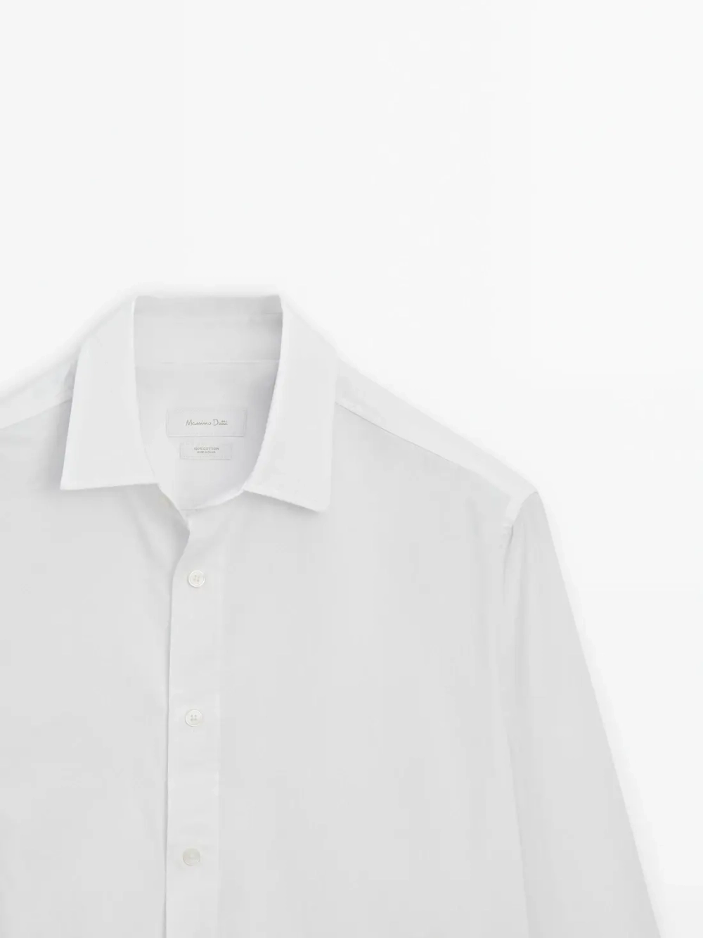Massimo Dutti Хлопковая рубашка классического кроя, белый