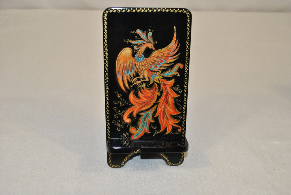 Сувенирная подставка для телефона с росписью Палех "Жар-птица"