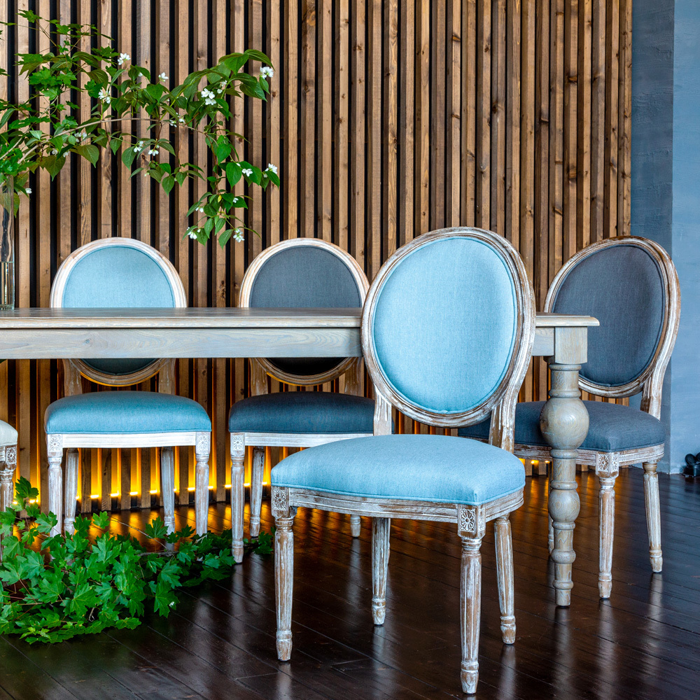 Стул Луи - Туманная луна лен белый жемчуг Объект мечты