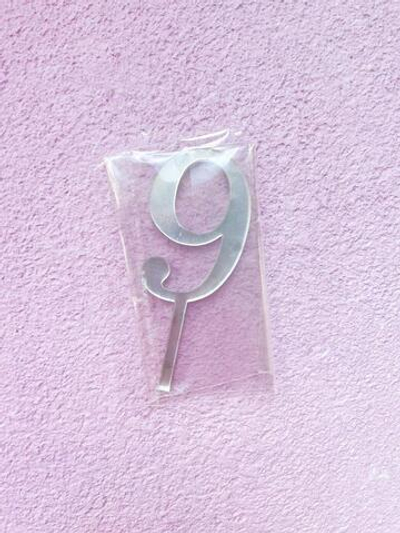 Топпер цифра «9» серебро, акрил, 8 см