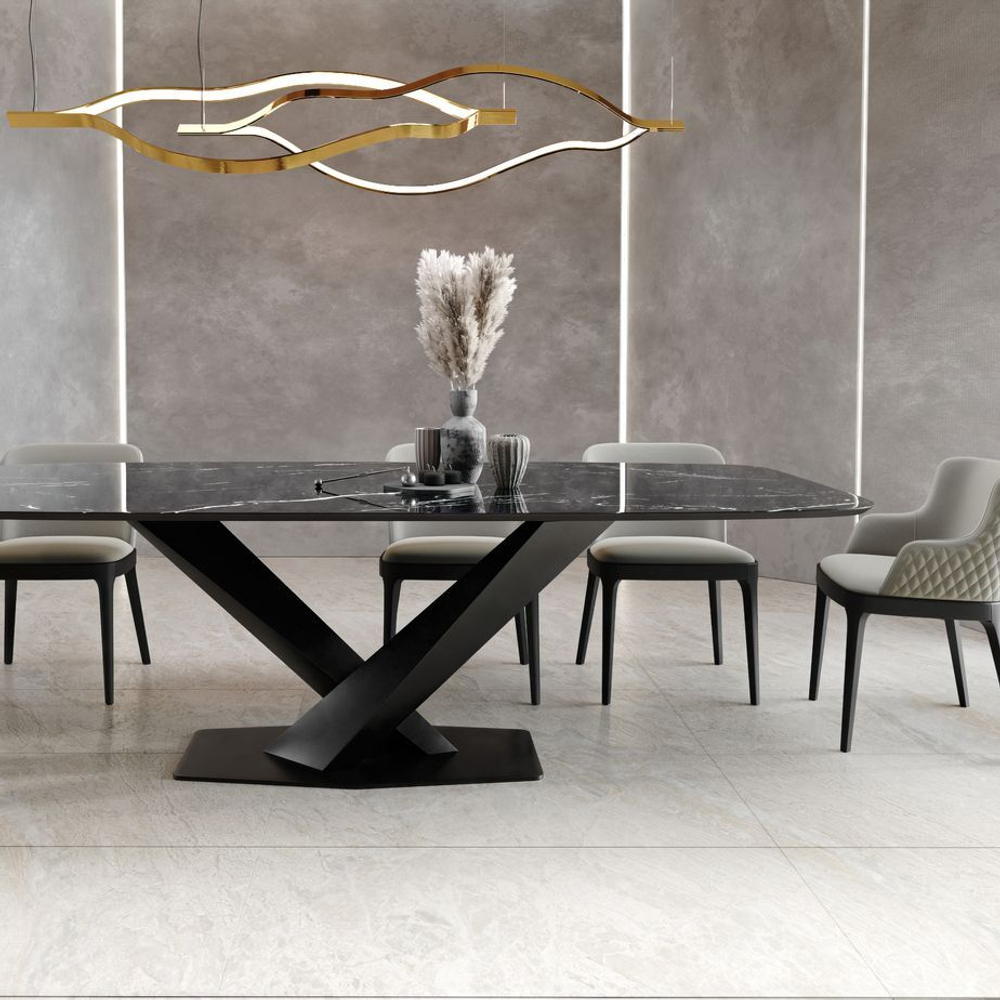 Стол Toros 200 овальный, керамика глянцевая черная