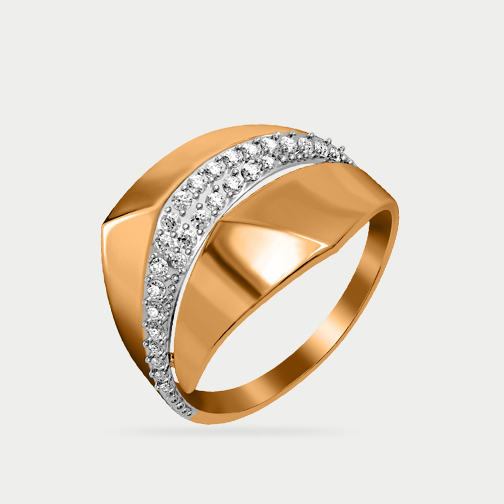Кольцо для женщин из розового золота 585 пробы с фианитами (арт. 08-116539)