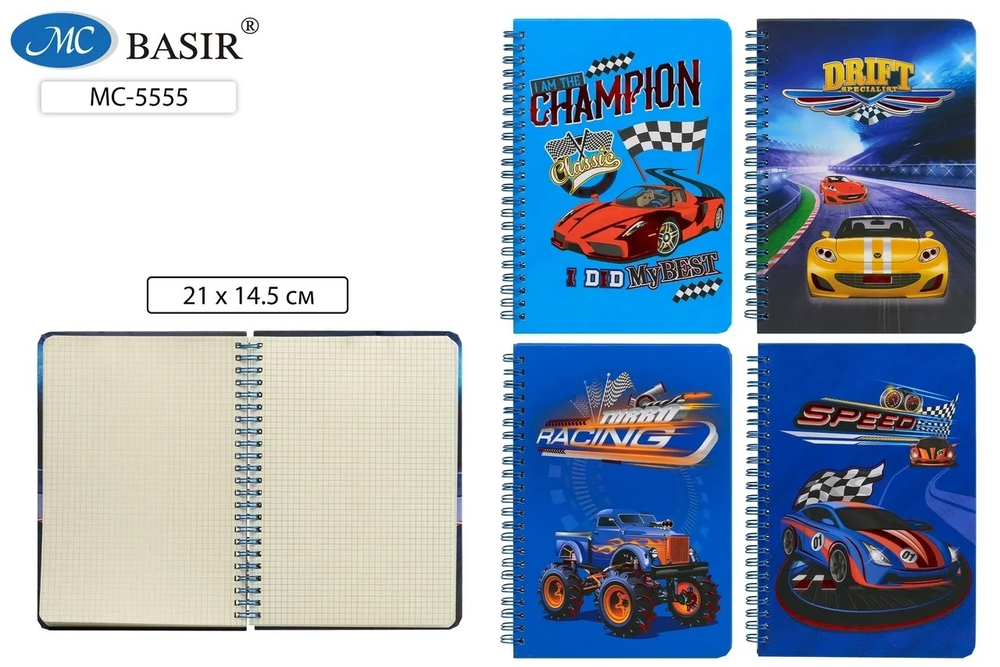 Блокнот А6 7БЦ гребень 60л "Машины" клетка