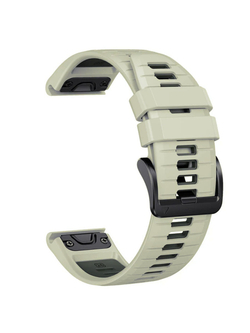 Ремешок двухцветный QuickFit 26 мм для Garmin Fenix 7x/6x/5x/5x plus/3, Descent, Tactix, Enduro, D2, Instinct 2X силиконовый (S26-PRO7X-2-BEIG)