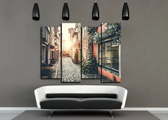 Модульная картина "Улица старого города"